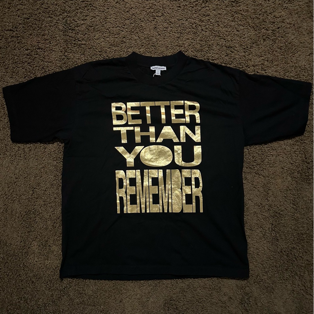 Jaded London Black Tee with Gold Print